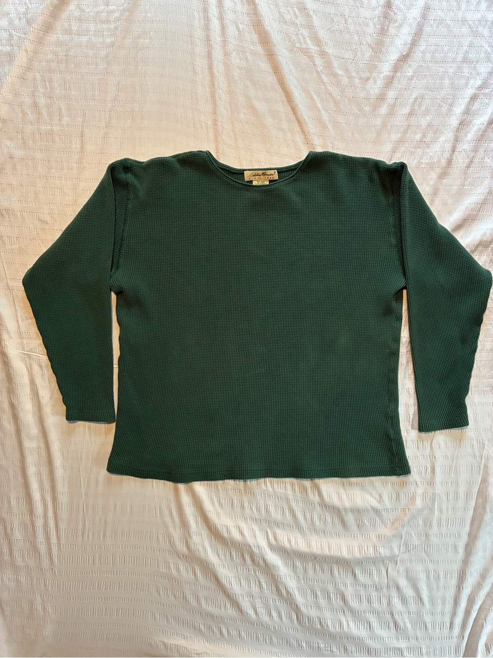 Eddie Bauer Vintage Green Waffle Knit Long Sleeve Thermal Top Large